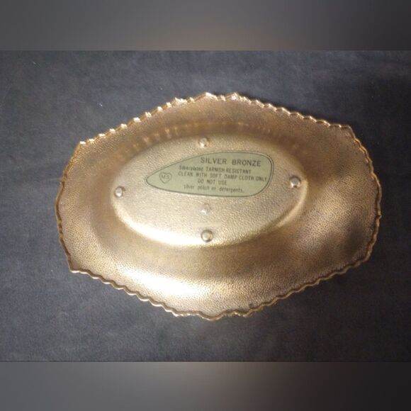 Vintage Bronze Silverplated Tarnish Resistant Filagree Basket EUC - Picture 7 of 9